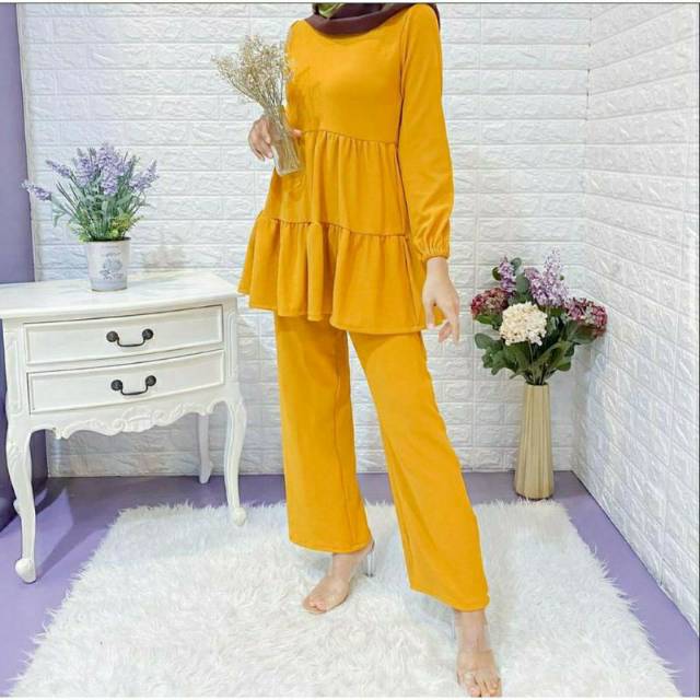 SETELAN WANITA POLOS REMPEL | SETELAN WANITA REMPEL PREMIUM | SETELAN WANITA RAYON POLOS