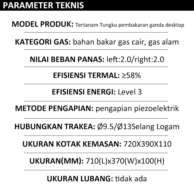 Weyon Official Kompor 3 Tungku Rumah Tangga Tertanam Panel Kaca Tempered Penyesuaian Gigi