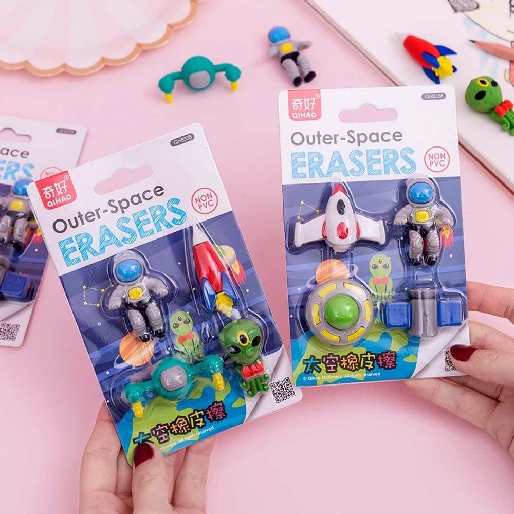 Set Penghapus Luar Angkasa Agustina Lucu Perlengkapan Sekolah Alat Tulis Hewan Monyet Pensil Penghapus Kartun Tumit Tinggi Astronot Penghapus