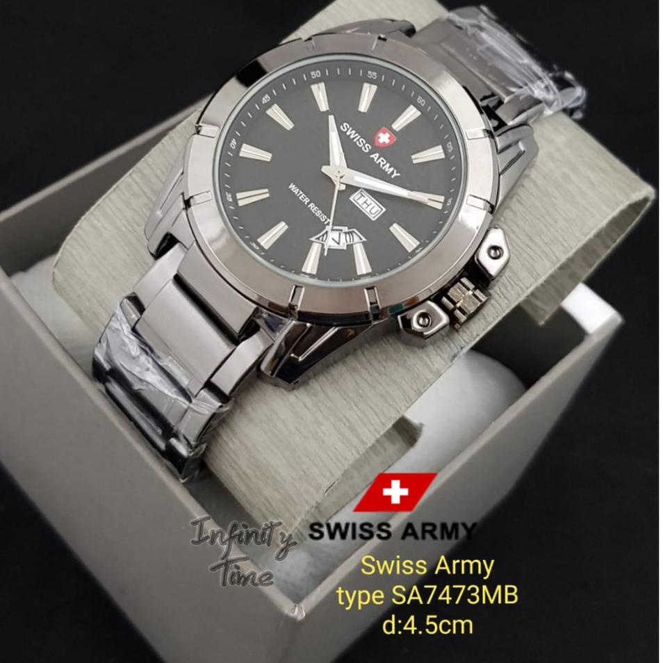 Top Produk.. Jam Tangan Cowok Swiss SA7473 SA5169M Tanggal dan Hari Aktif Rantai Stainless