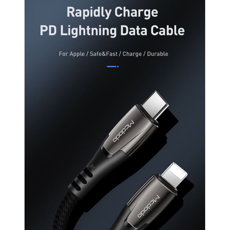 MCDODO Kabel Charger USB Type C to Lightning PD Quick Charge 1.2 Meter - CA-7080 - Black