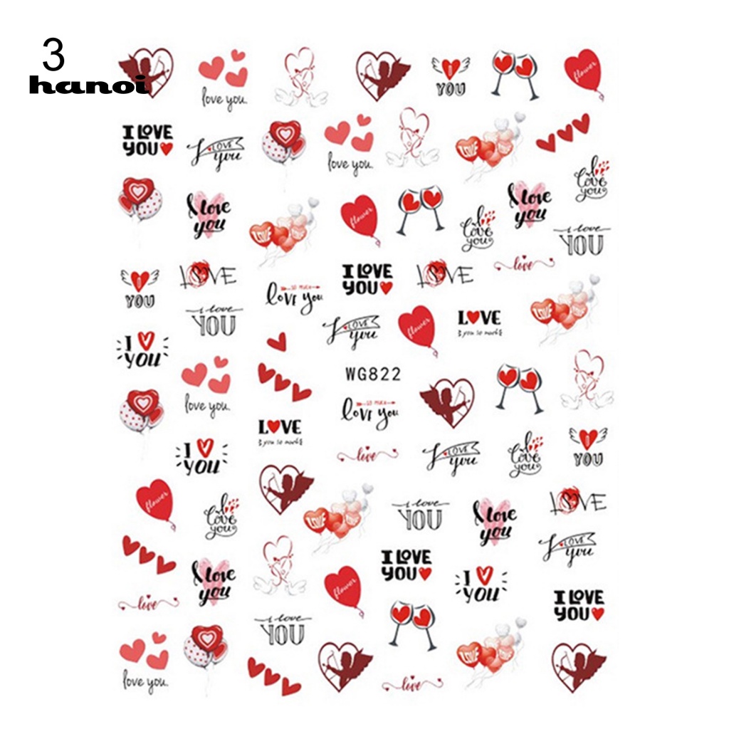 Han Stiker Kuku Foil Motif Hati / Valentine Untuk Nail Art