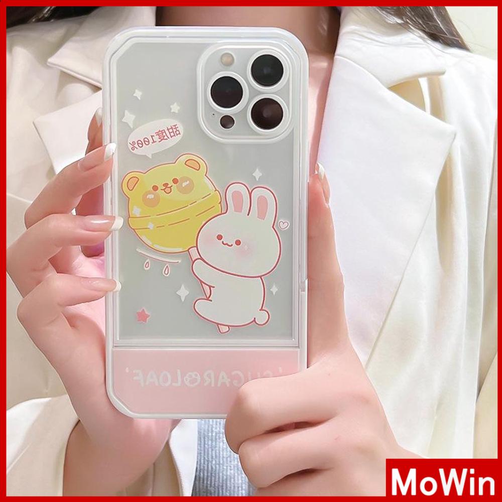 iPhone Case Acrylic Invisible Folding Stand Silicone Soft Case Shockproof Camera Cover Rabbit Cute Cartoon Compatible For iPhone 11 Pro Max 13 Pro Max 12 Pro Max 7Plus xr XS Max