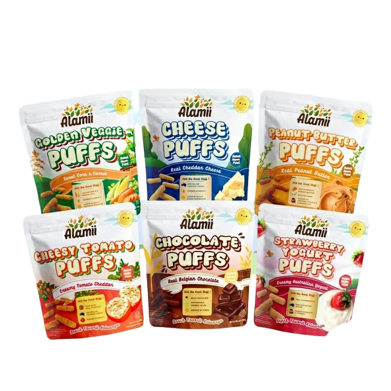 Alamii Puffs 30 gram / Healthy Baby Snack Puff 25 g PROMO / Cemilan Bayi Sehat NO MSG NO SALT 1 tahun+