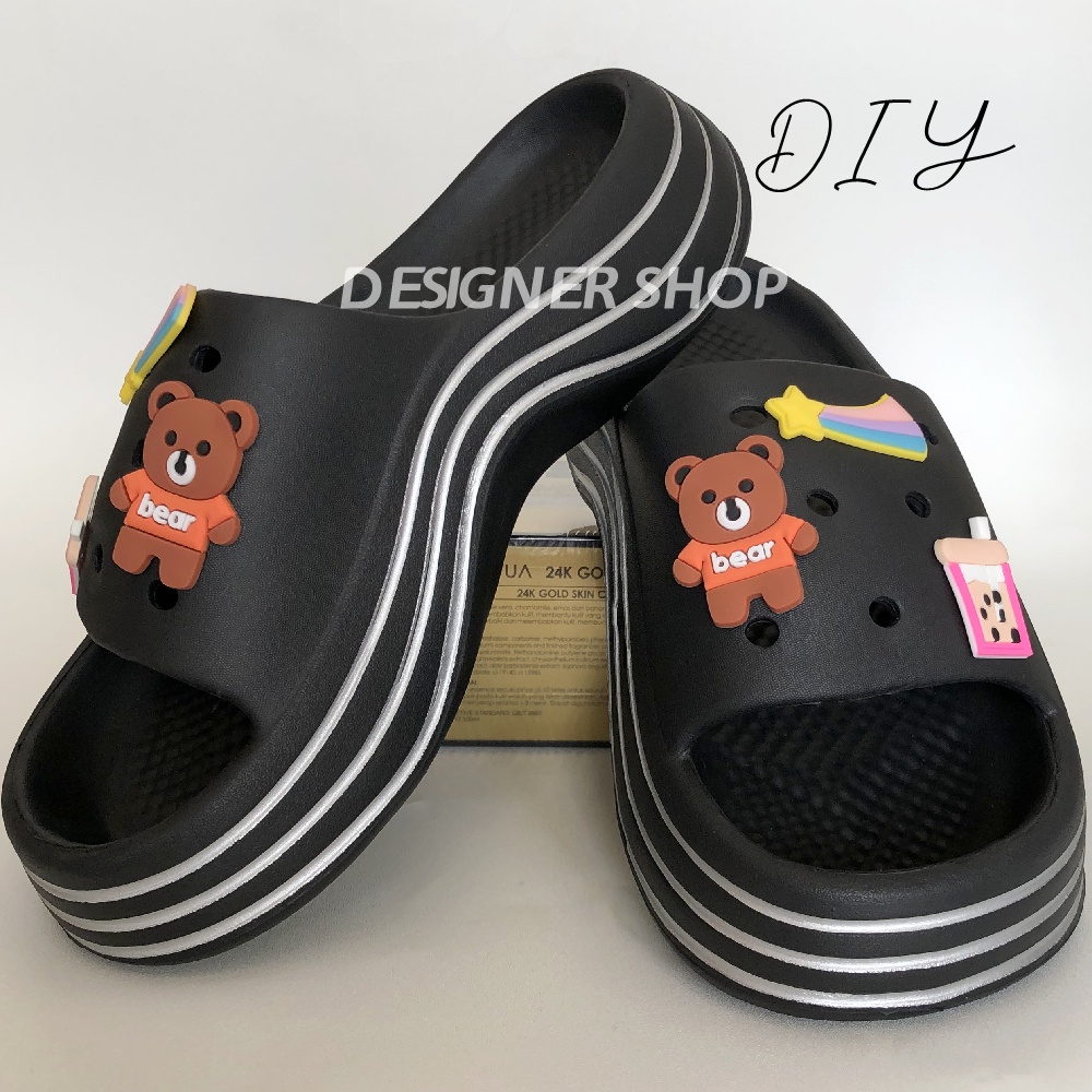 Sandal Wanita Jelly Fuji Motif Bear /Sandal Wesges wanita Platfrom Tebal terbaru/Sandal rumah