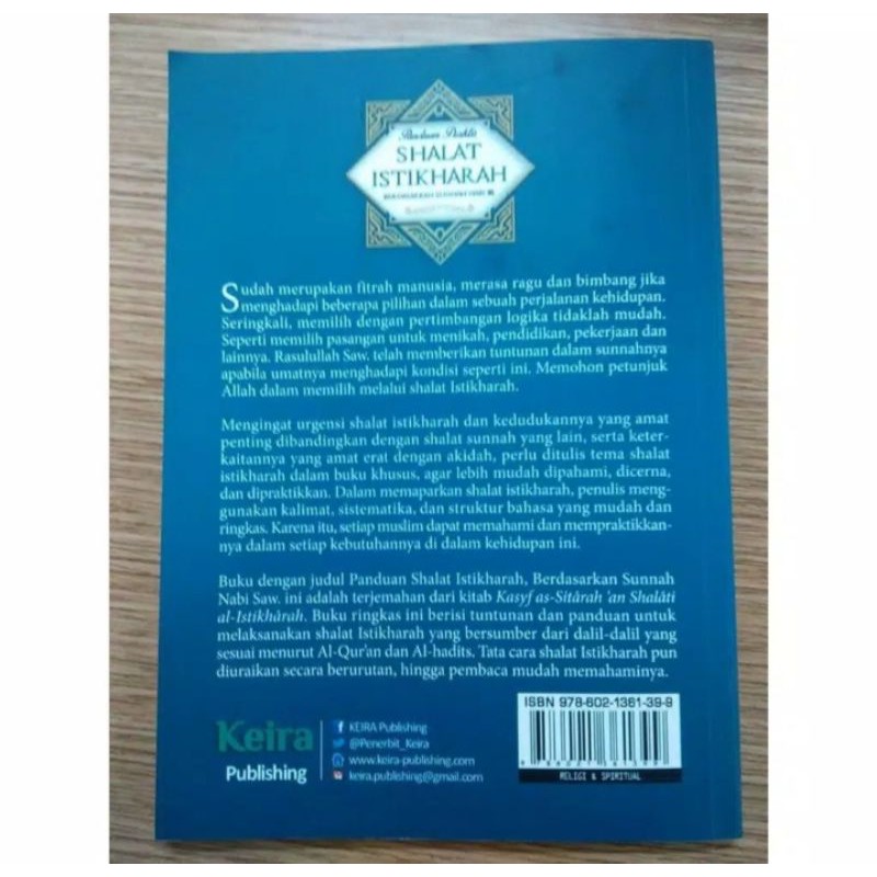 ORI buku teks panduan praktis sholat istikharah berdasarkan Sunnah nabi Muhammad Saw penerbit keira