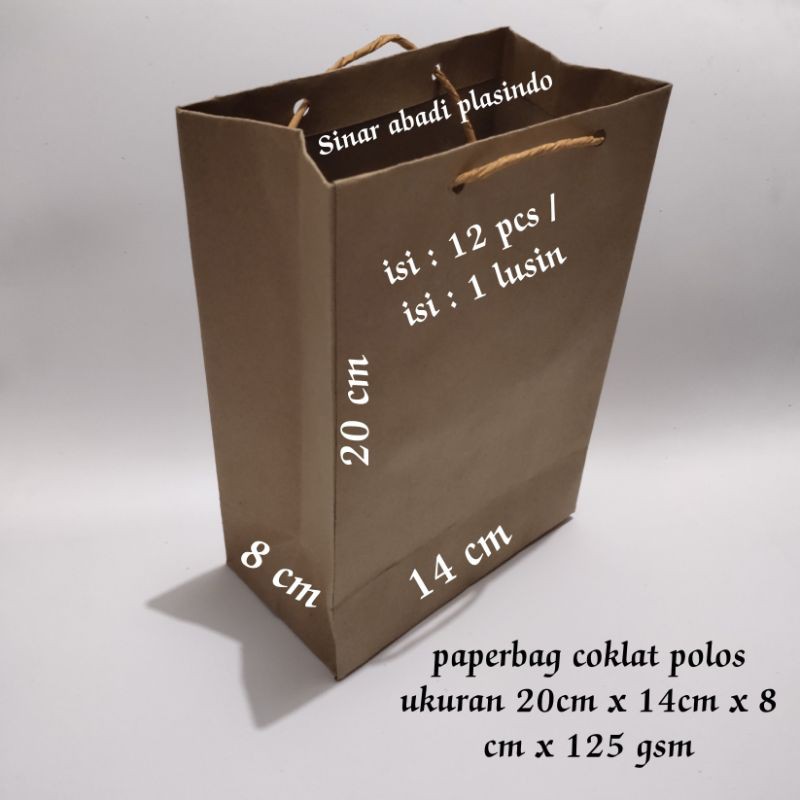 

Paperbag coklat uk 20x14x8/paperbag polos(Mini)Tas kertas