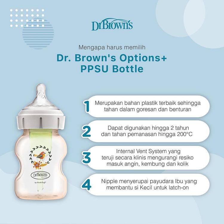 DR BROWNS 9OZ 270ML PPSU WIDE NECK OPTION+ DECO / 91620