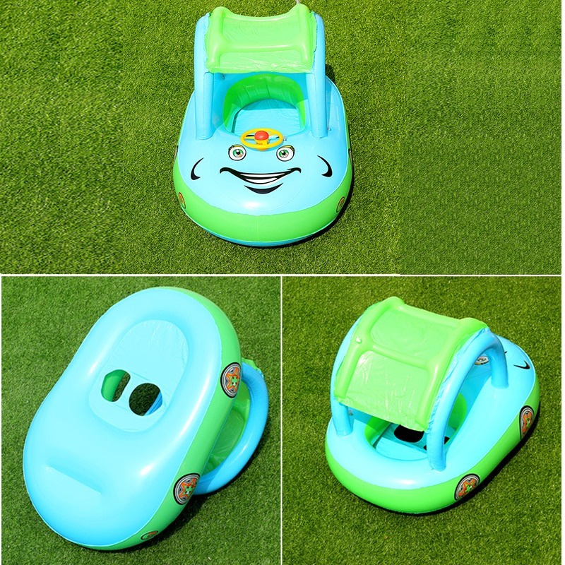 Pelampung Kolam Renang Bayi Toddler Ring Floating Inflatable with Canopy - PV063 - Sky Blue