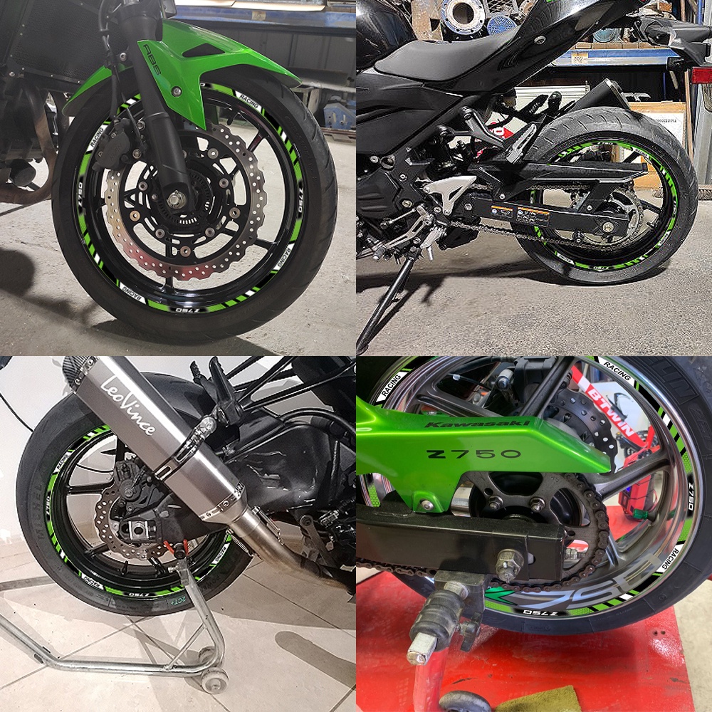 Kawasaki Z650 Z750 Stiker Roda Sepeda Motor Reflektif Kawasaki Stripe Stiker Tahan Air Stiker Dekoratif