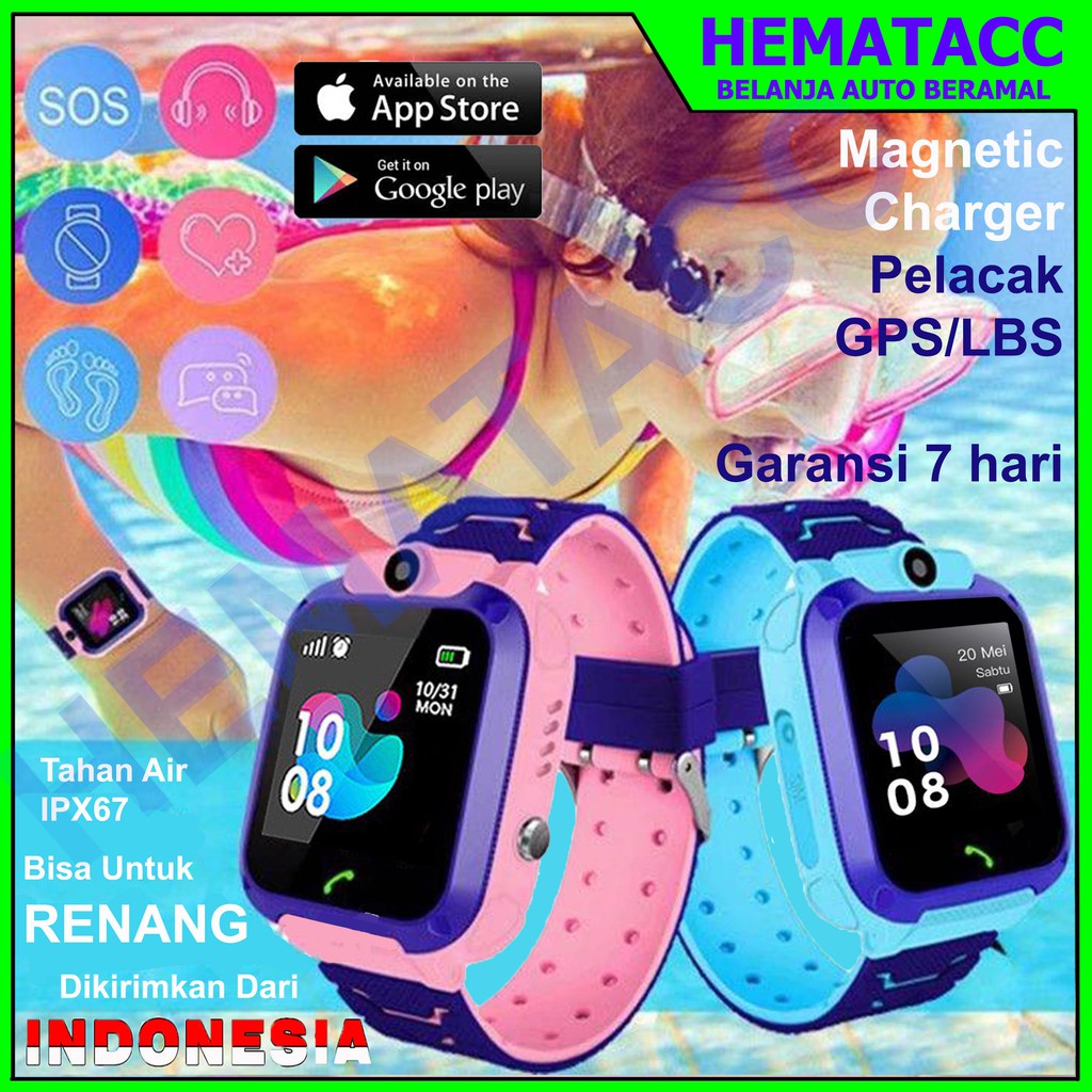 Jam Tangan Anak Pintar Z6 &amp; Q12 Anti Air Pelacak GPS LBS Smartwatch Anak Pesaing Imo Aimo Z6