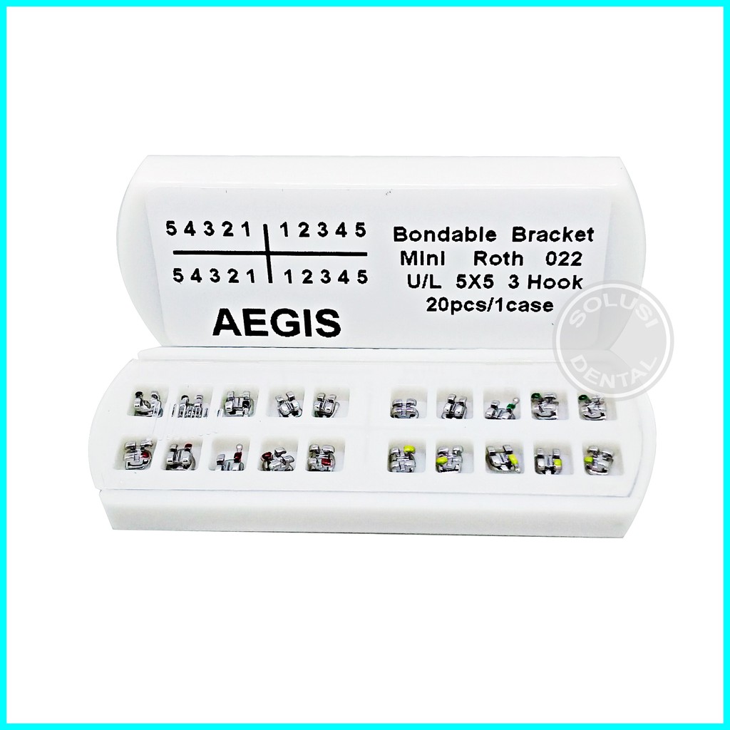 Termurah dental BEHEL GIGI BRACKET METAL AEGIS ROTH 022 3 HOOK/Bracket perawatan gigi/Aegis