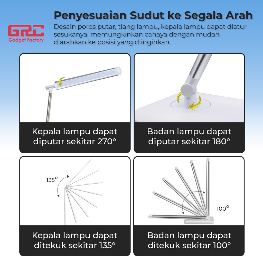 Lampu Meja Belajar LED Reading Lamp Portable Lampu Baca Sentuh Anak