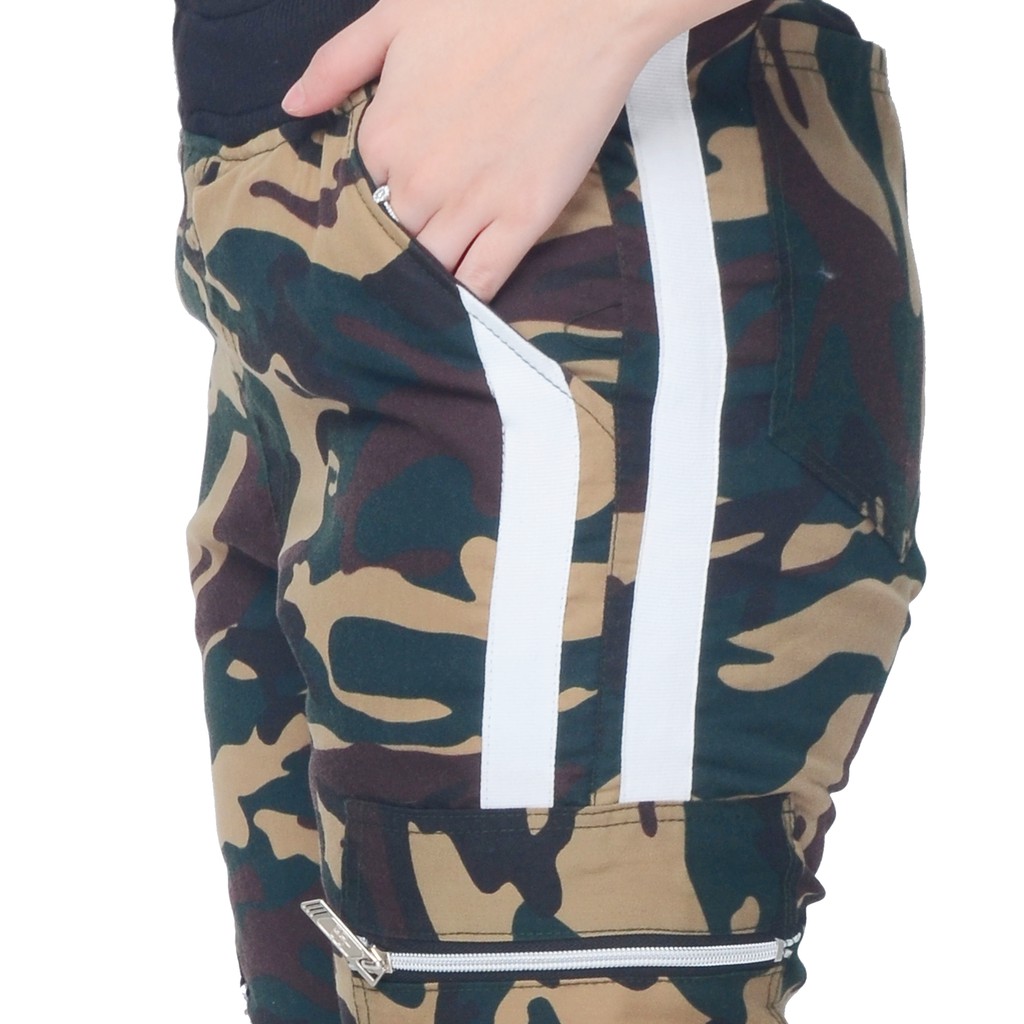Celana jogger training  Panjang Wanita Corak Army - XSHOP Patrice