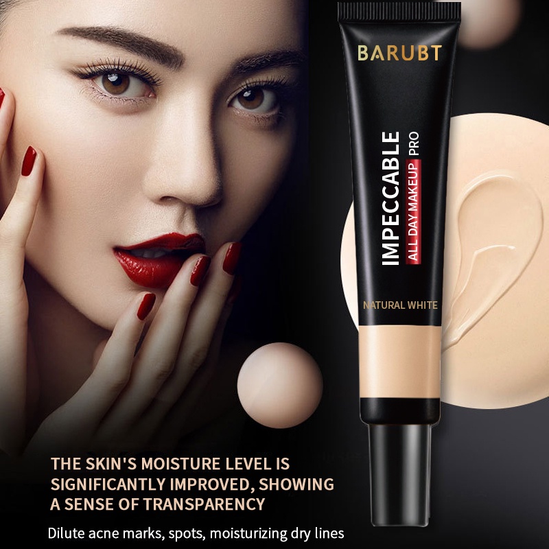 BARUBT High Coverage Skin-Like Lightweight Long-Lasting No Creasing Waterproof Foundation