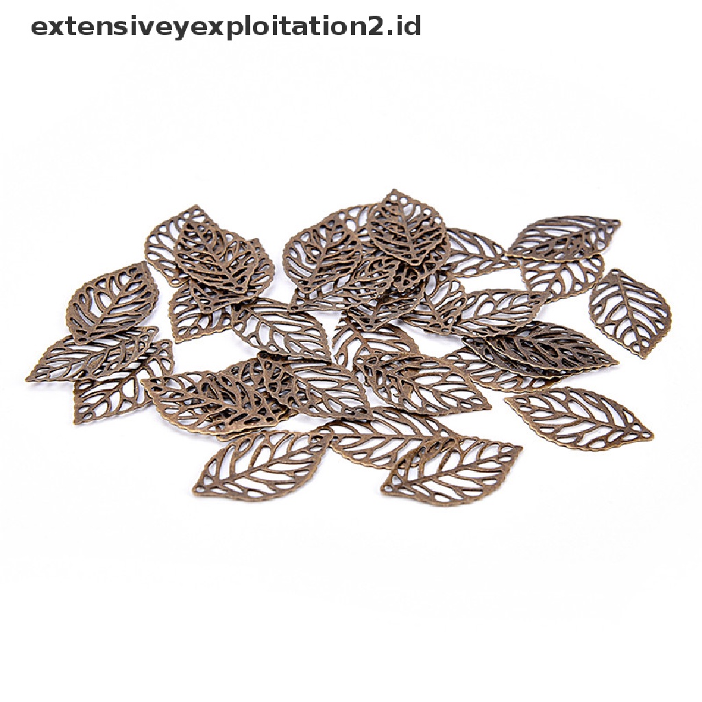 (Hotter) 50pcs Liontin Daun Berongga Logam Membuat Perhiasan Diy