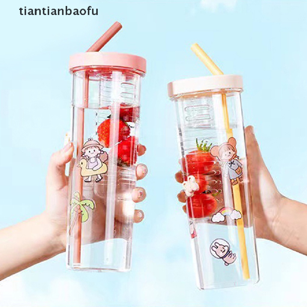 Botol Air Portabel Model Lipat Kapasitas Besar 700ML Warna Transparan Dengan Sedotan