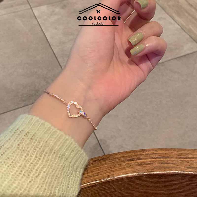 COD❤️Gelang Dengan Liontin Bentuk Hati Untuk Wanita Anti karat Dan Anti Luntur Putih Yang Bisa Disesuaikan Korea Murah Fashion Jewelry Aksesoris