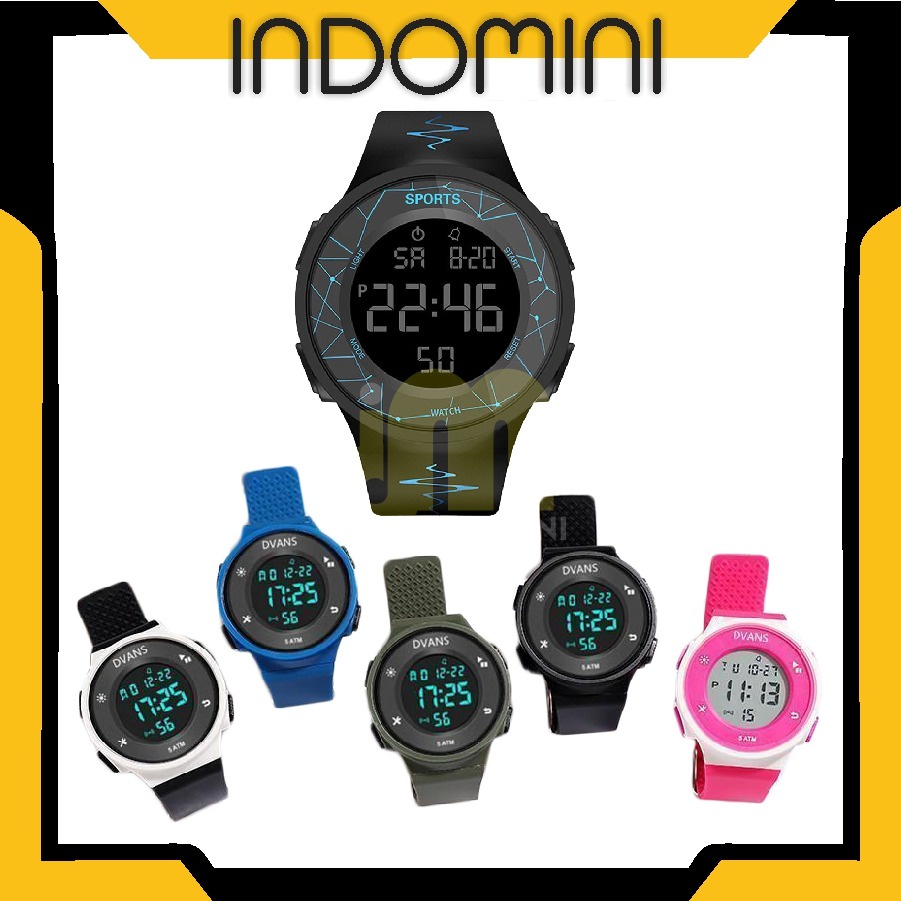 INDOMINI JT034 Jam Tangan Rubber Digital Sport Bulat Wanita Dan Pria Fashion Gaya Korea Import