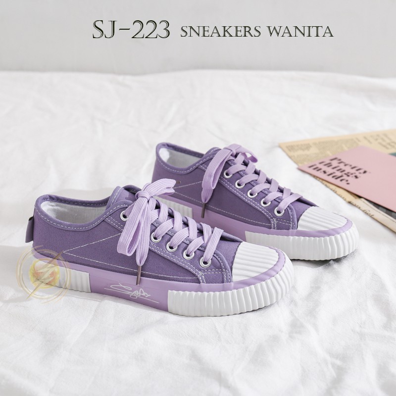 【Jwalk】Sepatu Sneakers Wanita Casual Wear ala Back to School Import Super Premium - Ungu 223
