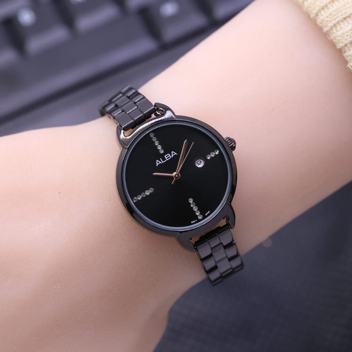 JAM TANGAN WANITA ALBA RANTAI DATE CEWEK ANALOG 2 WARNA - JAM TANGAN CEWEK ALBA - JAM TANGAN ALBA