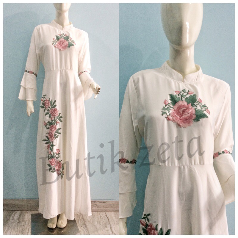Gamis Pesta Modern Satin Bordir by Butik Zeta
