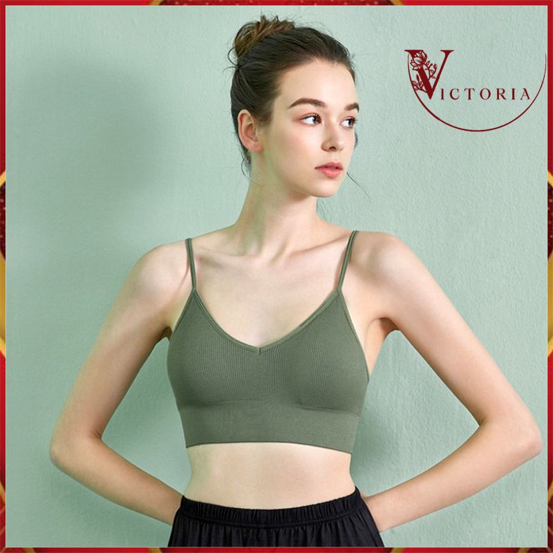 Victoria Bra Wanita Tanpa Kawat Bahan Halus Pakaian Dalam bralette Push Up Elastis 1039