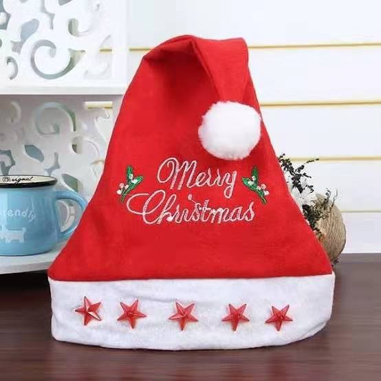 Topi Natal Lampu Nyala Merry Christmas Kostum Santa Hat Cosplay Murah GROSIR