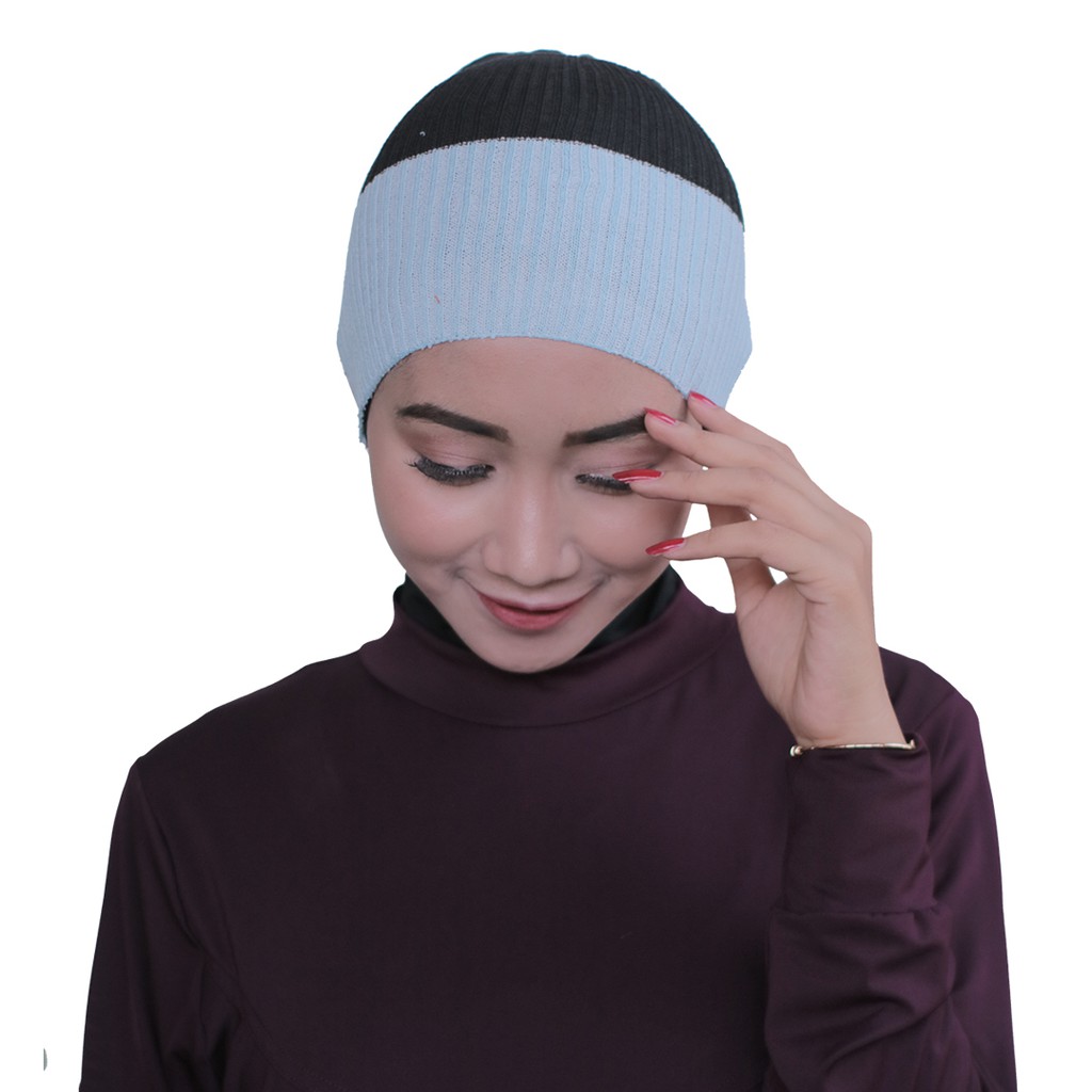 Ciput Rajut Kombinasi 2 Warna Henna | Ciput Antem Rajut Anti Pusing Ciput Rajut Inner Dalaman Kepala