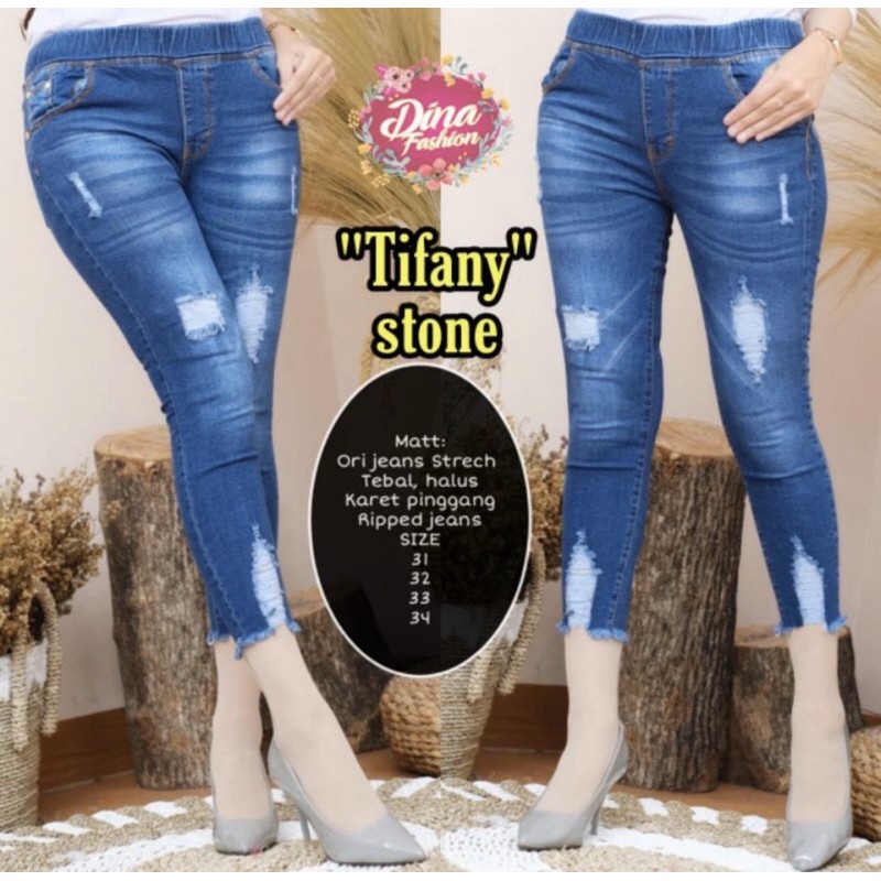 (27-38) Tifany jeans 7/9 sobek tidak tembus / jegging jeans sobek tidak tembus