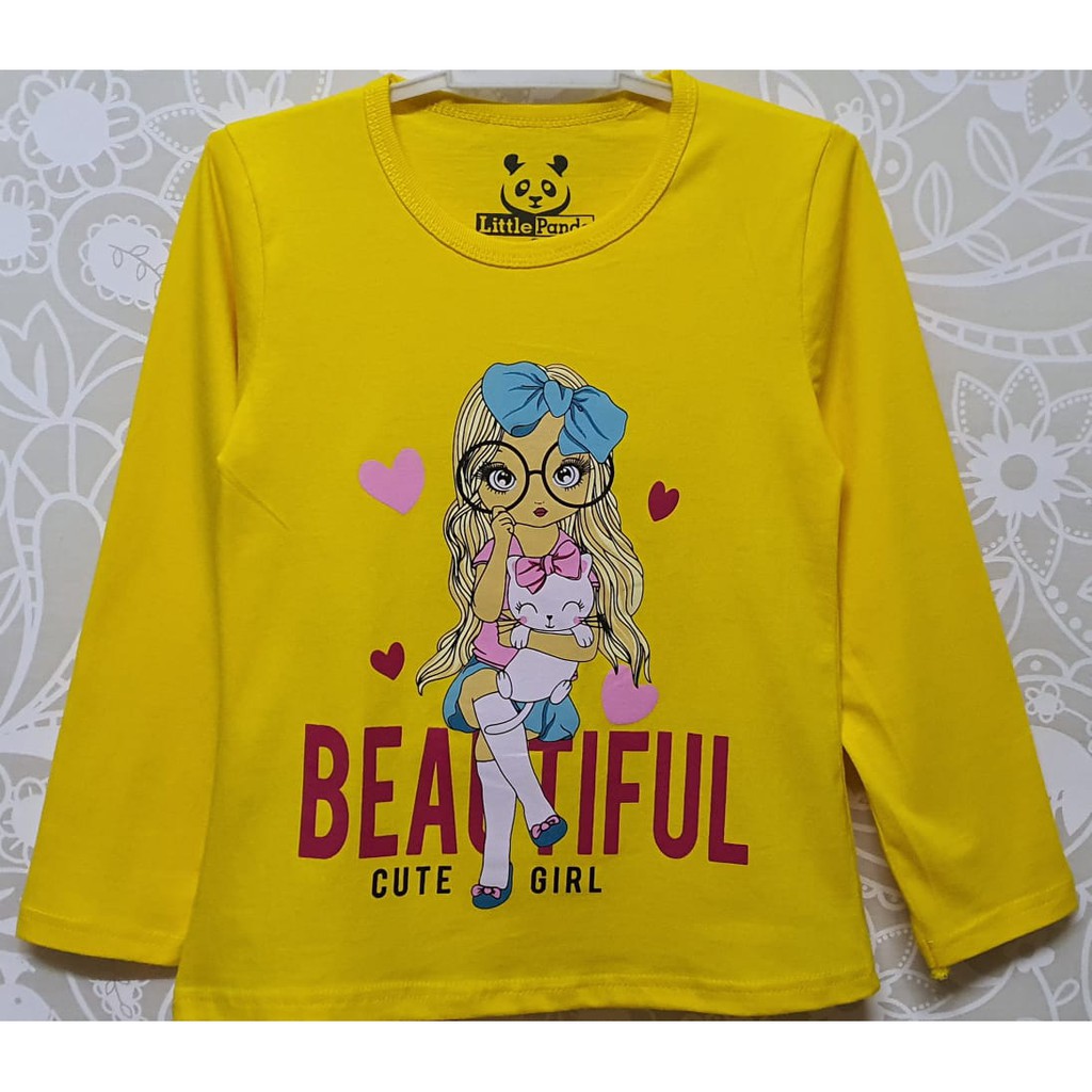 RKA - KLGCe Kaos Lengan Panjang Anak Karakter Girl Beautiful Kuning