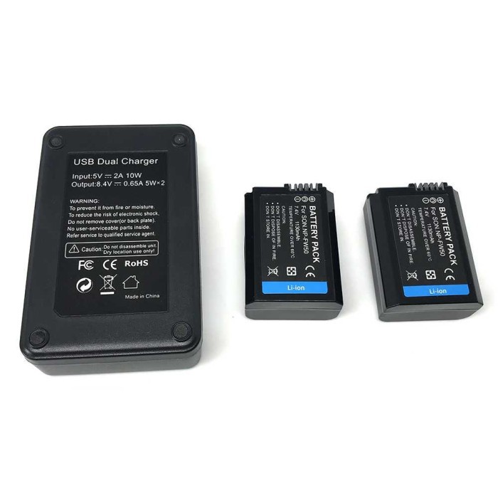 CHARGER TRAVEL BATERAI 2x NP-FW50 3rd for SONY NEX A72 A6000 6300 6500