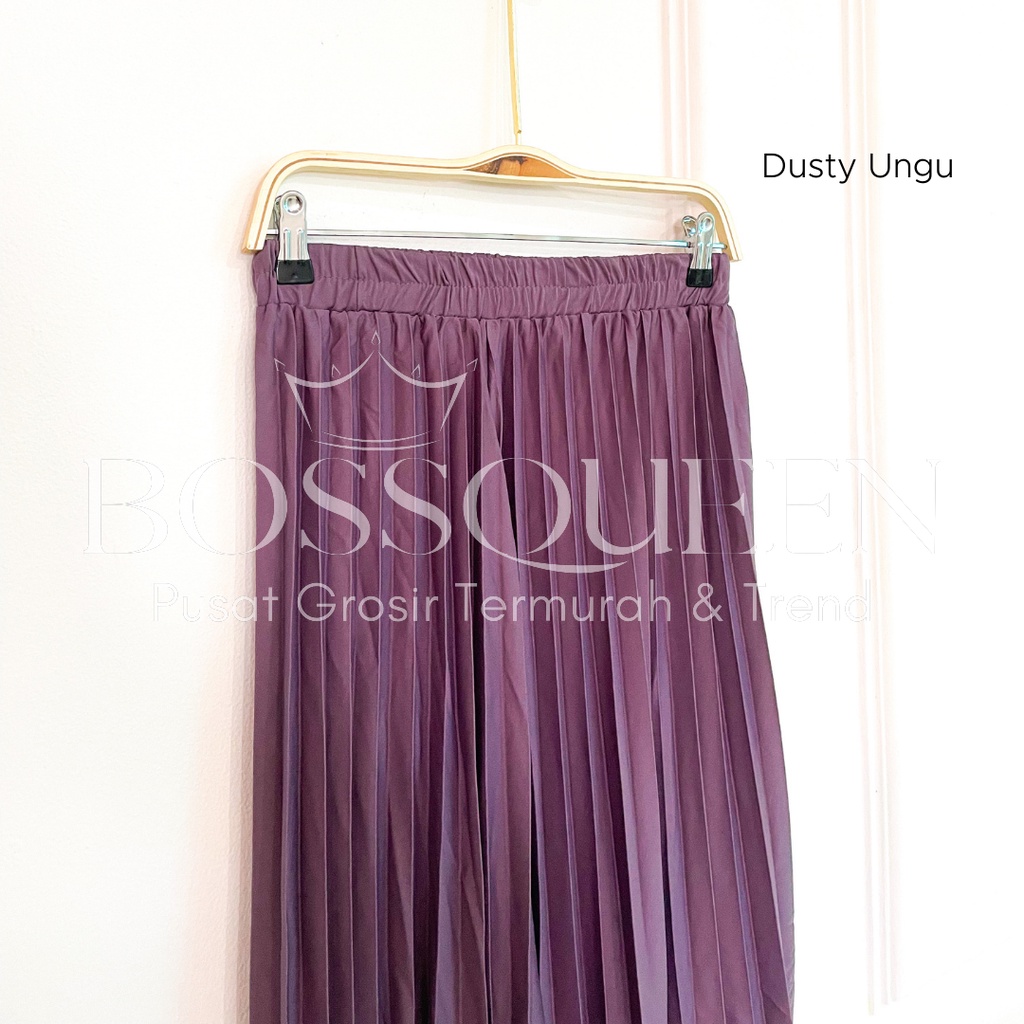 Rok plisket pendek 7/8 wanita model payung / Rok Plisket Mayung pendek / Rok Kerja Dewasa-Dusty Ungu