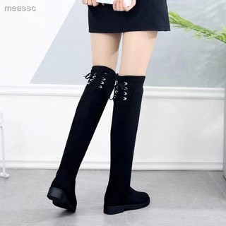  Sepatu  Boots  Over Knee Bahan Katun Velvet  Gaya Korea Untuk 