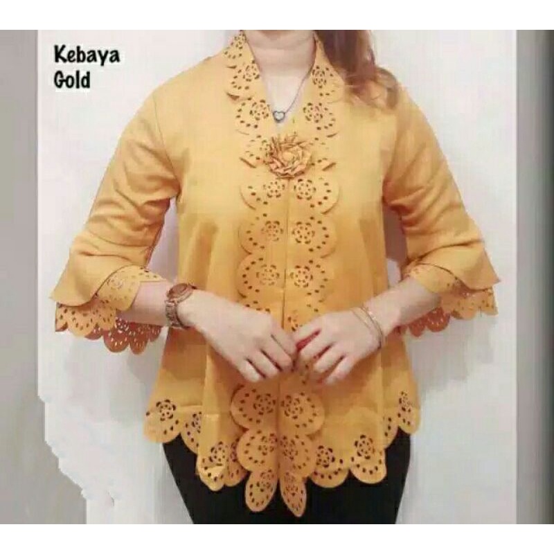 Atasan Kebaya Encim Modern Laser Cut Tangan Terompet-4