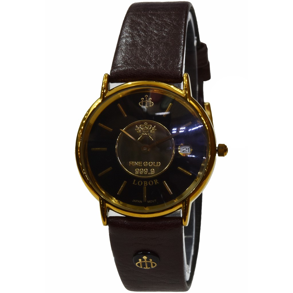 Lobor - Jam Tangan Pria - Gold - Brown Leather Strap - LB999.9M