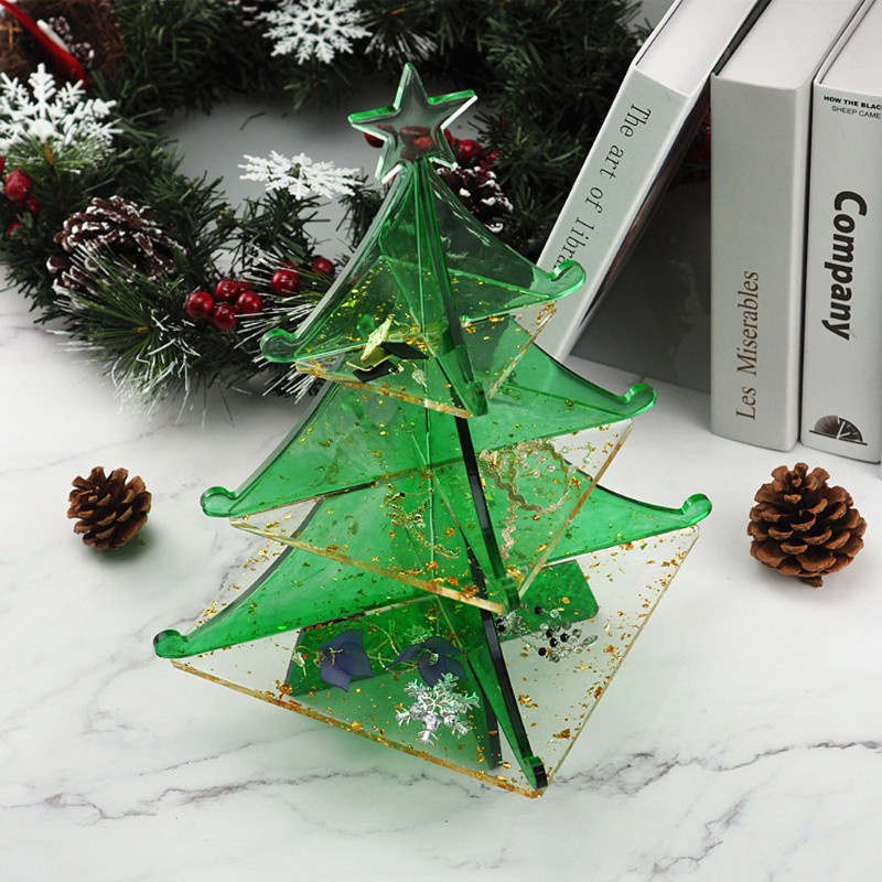 Glitter 3-Tier Christmas Tree Cake Stand Tray Epoxy Resin Mold Fruit Tray Silicone Mould Christmas Theme Decor DIY Art Crafts