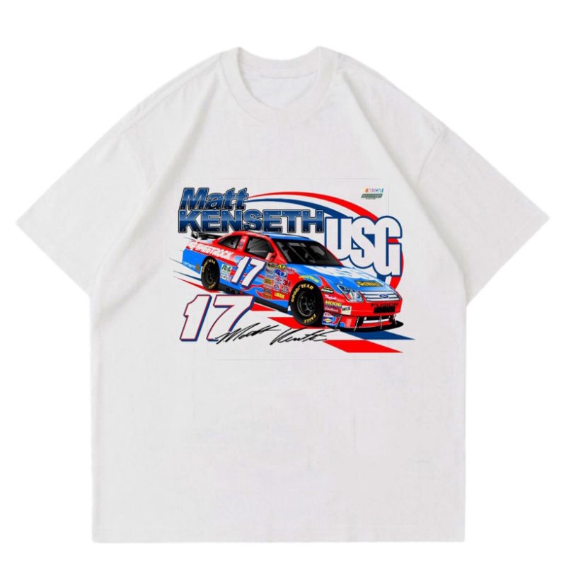 KAOS VINTAGE NASCAR RUMBLE MATT KENSETH USG | T-SHIRT RACING CAR WHITE