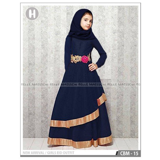 Import CBM15 H Kecil Baju Pesta Anak Kostum Sari India Muslim Navy Biru Dongker