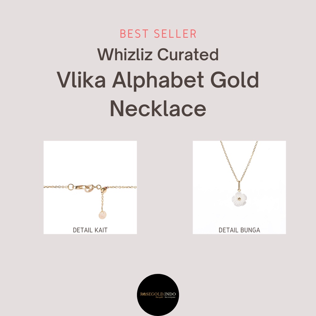 (Free Emas Mini) Whizliz Curated Vlika B Alphabet Gold Necklace Kalung Huruf Nama Emas