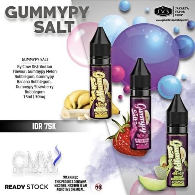 Gummypy Bubblegum Salt Nic Liquid Cukai Strawberry Banana Melon