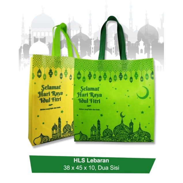 

[ECER] Goodie bag Jumbo lebaran. Tas Sponbond idul Fitri 38x45.