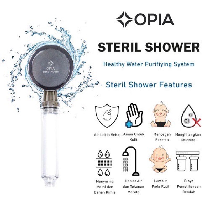 Opia steril shower head set - set penyaring air shower