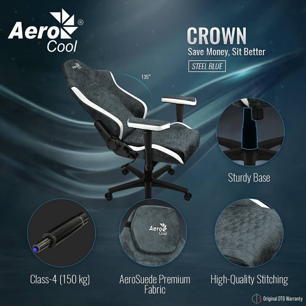 AeroCool Crown AeroSuede - Gaming Chair Kursi Gaming