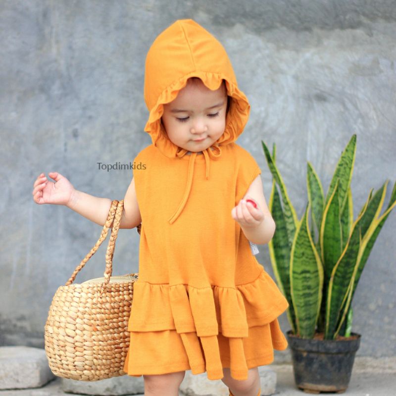 Topdimkids Topi Bonet Ruffle Bonet Topi Noni Bonet Renda Topi Bayi Aksesoris Anak Bayi Polos Basic-4
