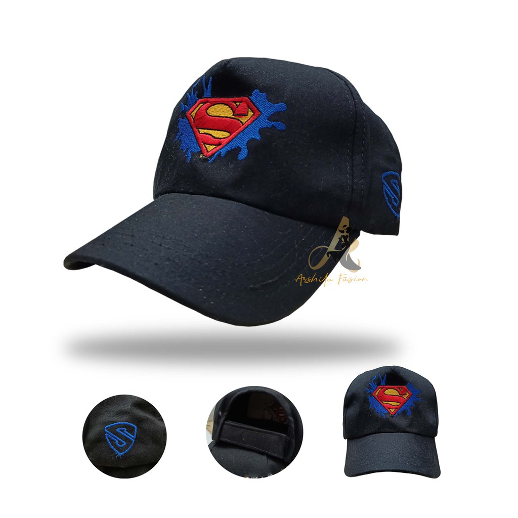 Topi Anak Bordir Karakter Superman S002 / Topi Anak Logo superman dan Betmen