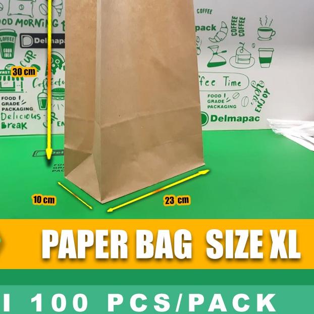 

✷ PAPER BAG KANTONG KERTAS ( XL ) / KANTONG ROTI, SNACK, MAKANAN - 100 PCS ★