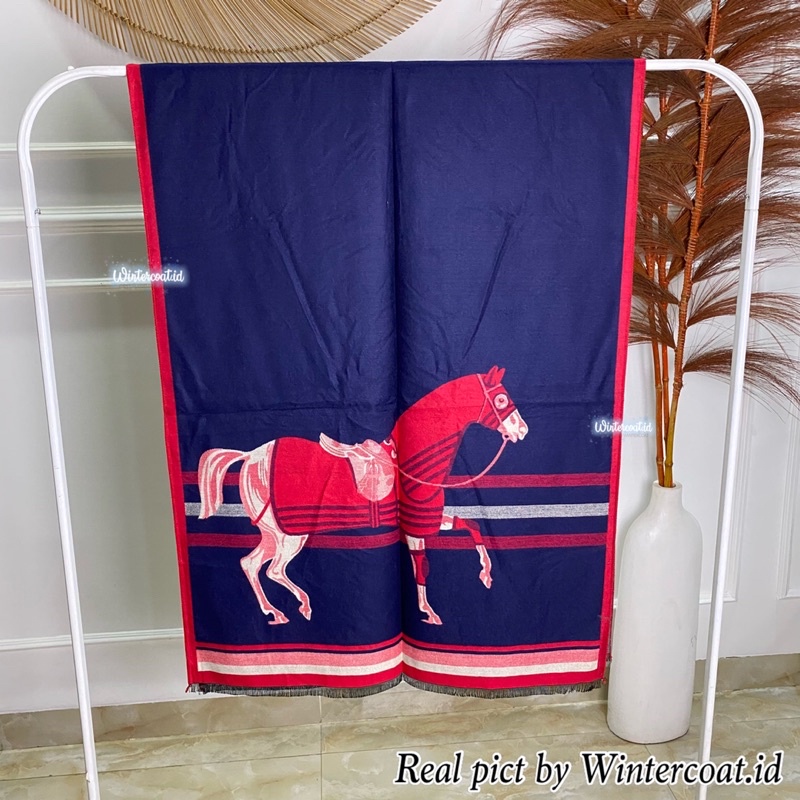 Scarf cashmere musim dingin syal winter wanita panjang long horse hs import hangat