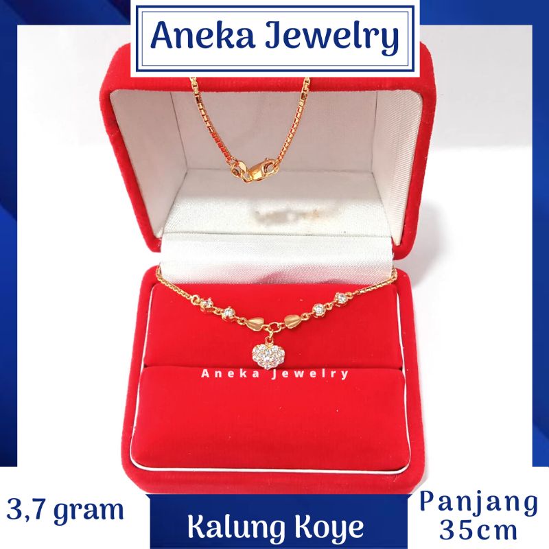 Kalung Koye Anak Love Mata2, Perak 925, Sepuh Emas Rosegold