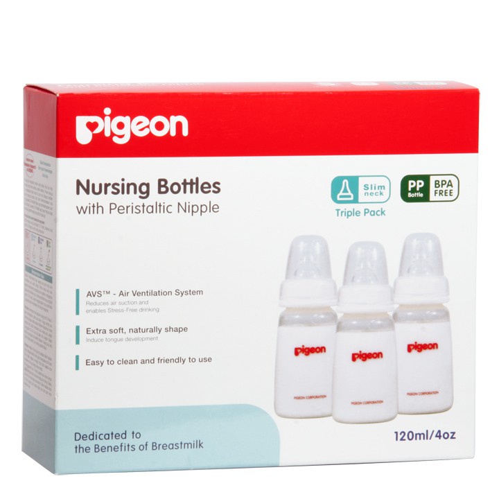 PIGEON Triple Pack PP KP 120ml With S Type Silicone Nipple